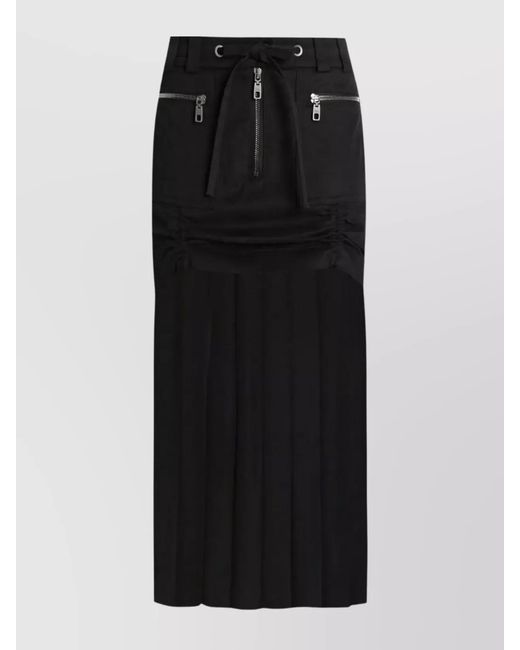 Dolce & Gabbana Black Silk Pleated Midi Skirt