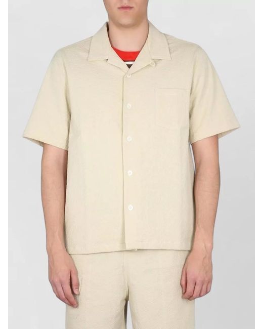 Howlin' By Morrison Natural Bowling Shirt Short Sleeves Chest Pocket Collar for men