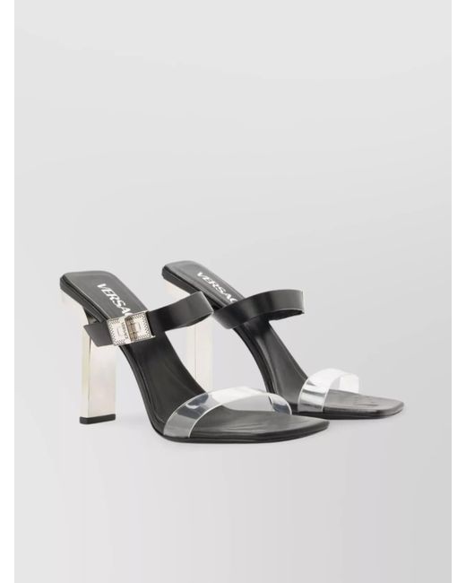 Versace Multicolor Leather Logo-Plaque High-Heel Sandals