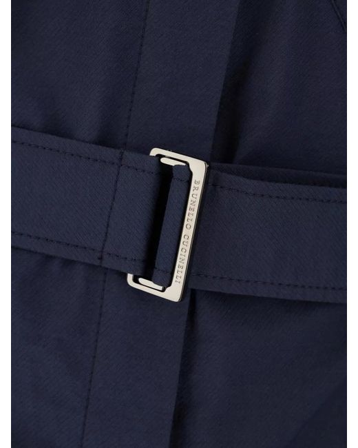 Brunello Cucinelli Blue Belted Waist Dress Short Sleeves Pockets