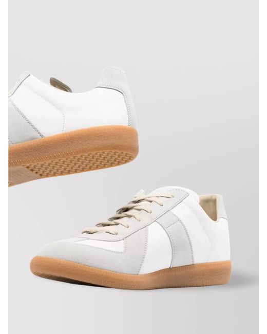 Maison Margiela White Calf Leather Low-Top Sneakers for men