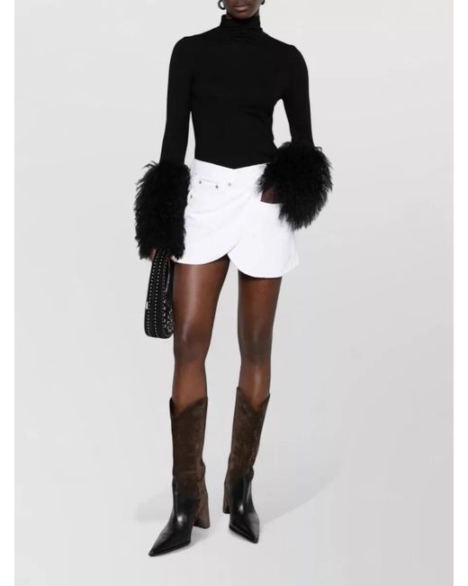 Coperni White Studded Asymmetric Wrap Mini Skirt