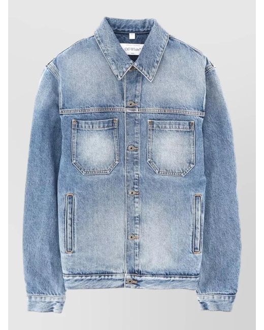 Off-White c/o Virgil Abloh Blue Denim Printed Jacket for men