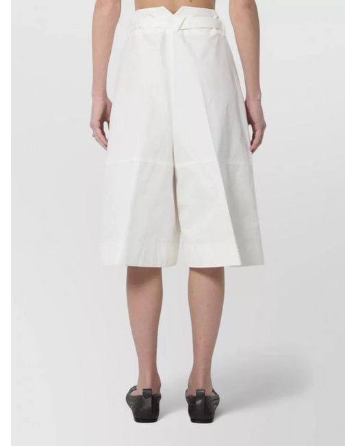 Bottega Veneta White High Waist Culotte Canvas Bermuda Skirt