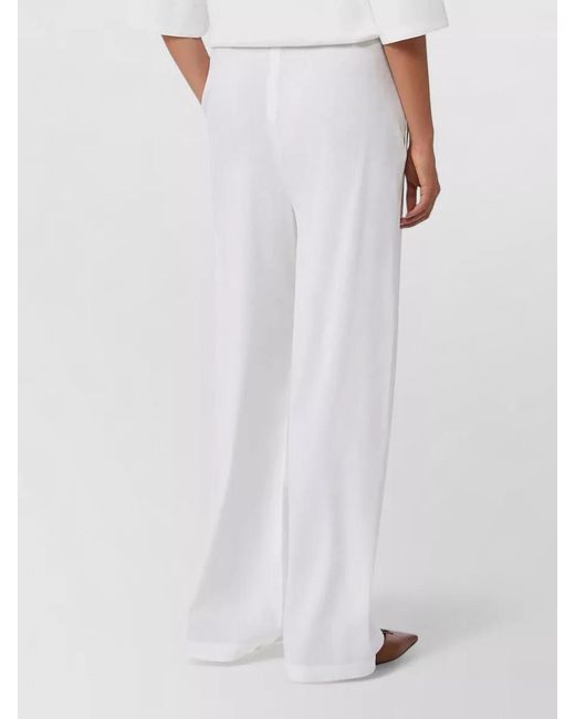 Max Mara White Full Length Wide Leg Tailored Trousers