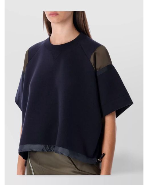 Sacai Blue Cotton Oversized Short-Sleeve Drawstring T-Shirt