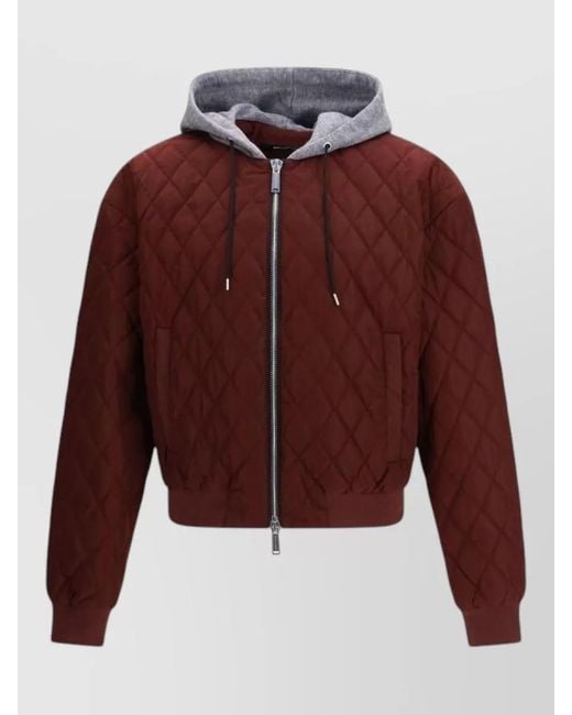 DSquared² Red Quilted Bomber Jacket for men