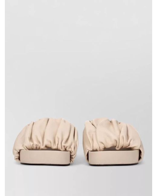 Jil Sander Natural Leather Ruched Platform Sandals