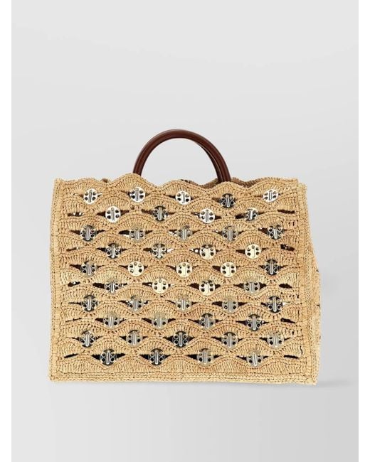 Rabanne Metallic Na Raffia Tote Bag