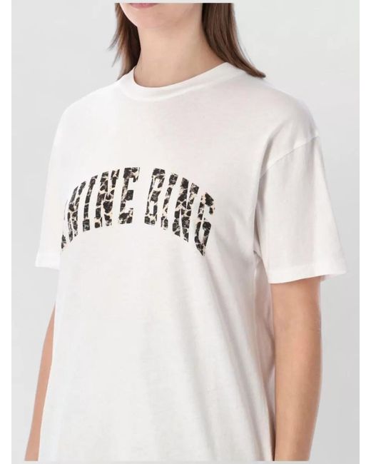 Anine Bing White Logo Print Cotton Jersey T-Shirt