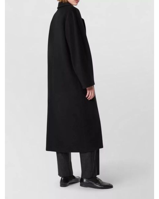 Max Mara Black Madame Long Jacket Button Detail Lapels Pockets