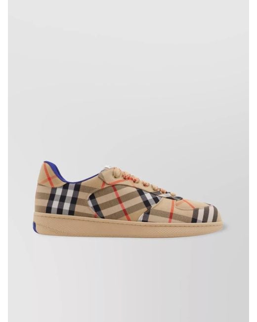 Burberry Brown Terrace Check Pattern Sneakers for men