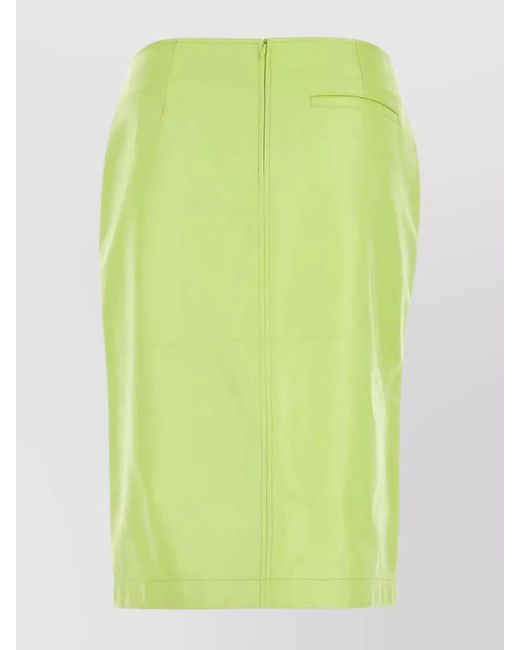Bottega Veneta Green Shearling Craquelé Midi Straight Skirt
