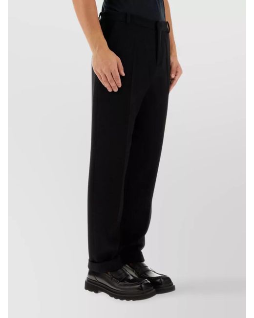 Balmain Black Virgin Wool Straight-Leg Trousers for men