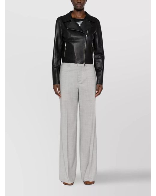P.A.R.O.S.H. Gray Wool Pressed-Crease Wide-Leg Trousers