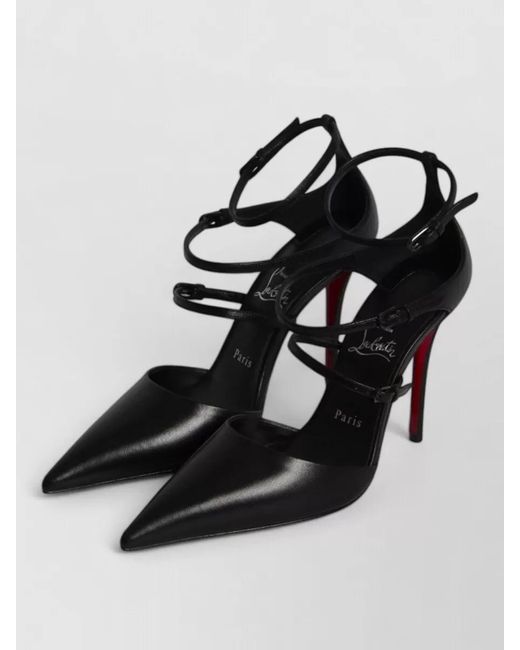 Christian Louboutin Black Milena Pumps Pointed Toe Stiletto Straps