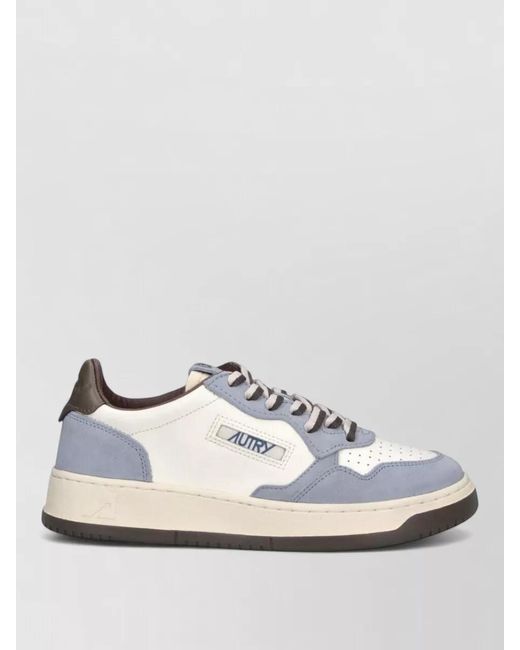 Autry White Lace Up Sneakers Casual Style Suede Accents