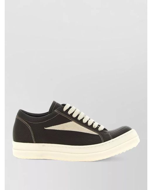 Rick Owens Metallic Leather Vintage Sneaks Lace-Up Sneakers