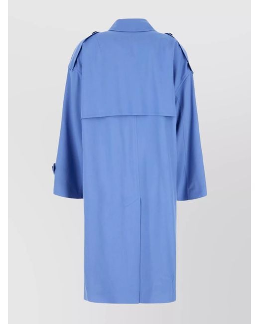 Dries Van Noten Blue Double-Breasted Coat