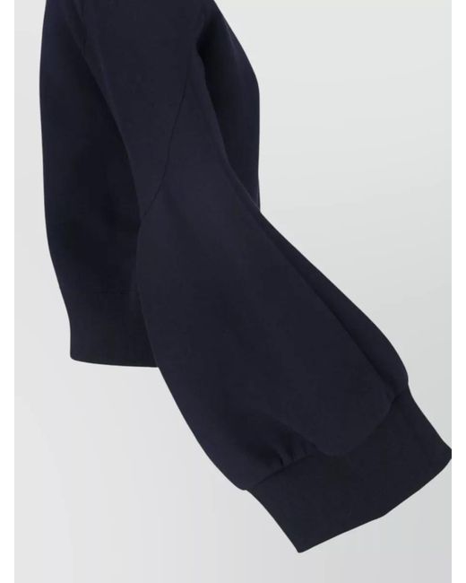Sacai Blue Cropped Balloon-Sleeve Sweatshirt