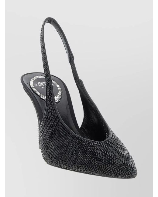 Rene Caovilla Black Glass Slingback Pumps