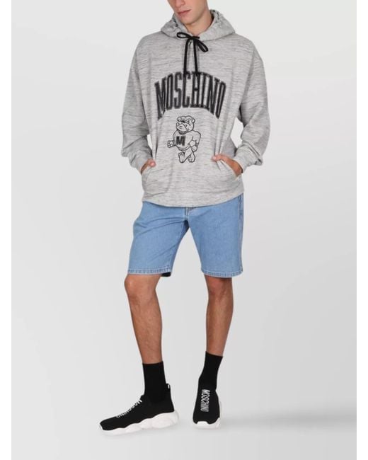 Moschino Blue Logo Print Hoodie for men