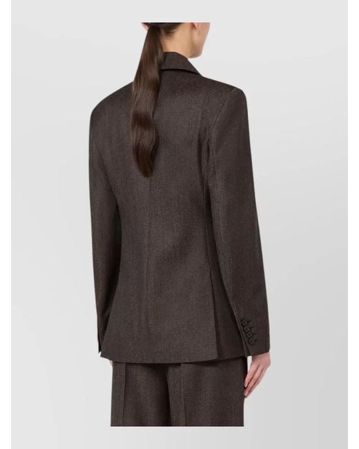 Max Mara Black Double Breasted Jacket Front Pockets Long Sleeves