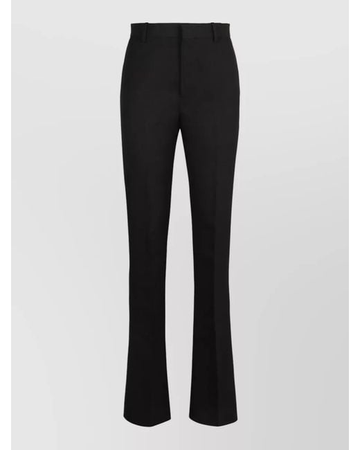 Bottega Veneta Black Tailored Flared Trousers Belt Loops Pleats