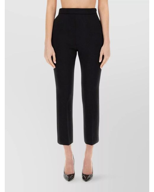 Max Mara Black Virgin Wool Regular-Fit Cropped Trousers