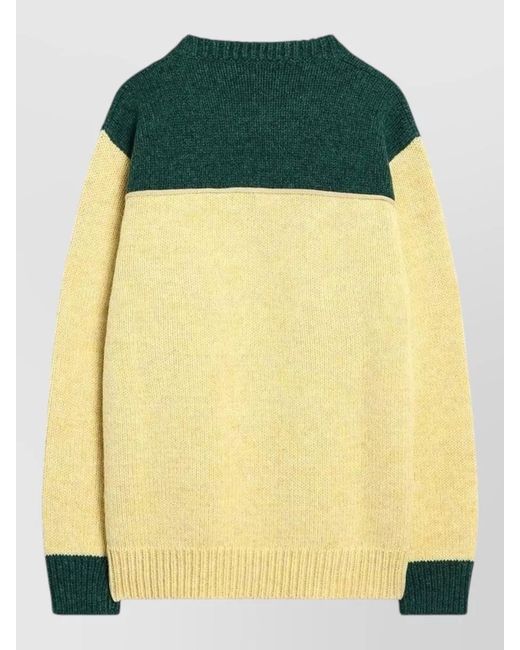 Prada Yellow Colorblocked Wool Knit Sweater for men