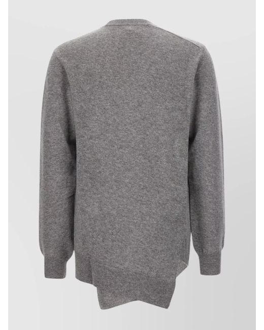 Comme des Garçons Gray Wool Ribbed Crew-Neck Asymmetric Hem Jumper for men
