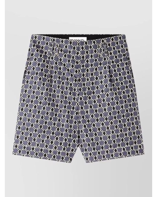 Lanvin Black Pleated Front Shorts Geometric Pattern for men