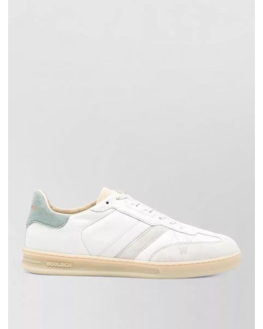 Woolrich White Leather Logo Print Low-Top Sneakers