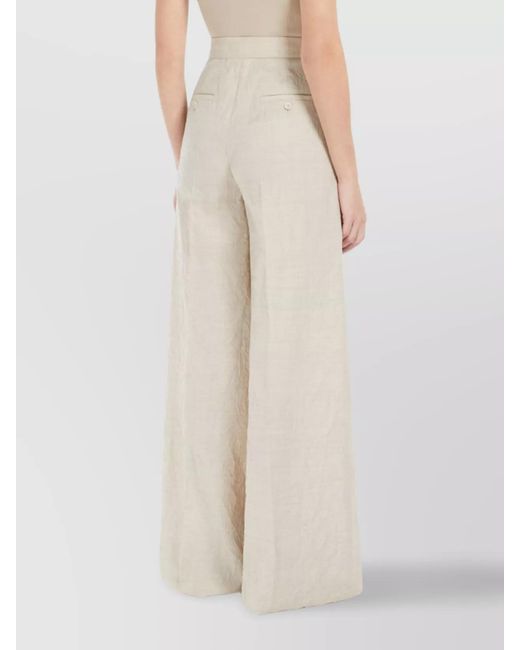 Max Mara Natural Virgin Wool Wide-Leg Trousers