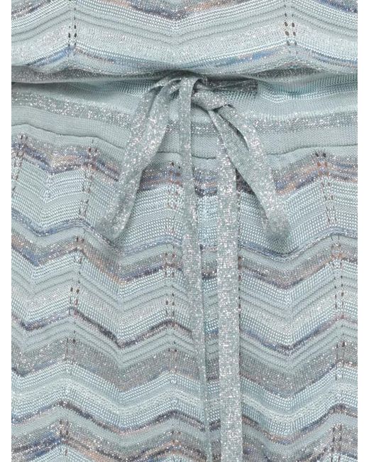 D.exterior Blue Lurex Chevron Sleeveless Jumpsuit Waist Tie