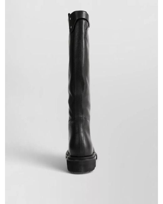 Rick Owens Black Tall Leather Boots Chunky Sole Design