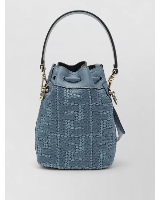 Fendi Blue Bucket Bag Detachable Strap Tone Hardware