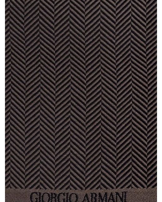 Giorgio Armani Black Virgin Wool Herringbone Scarf for men