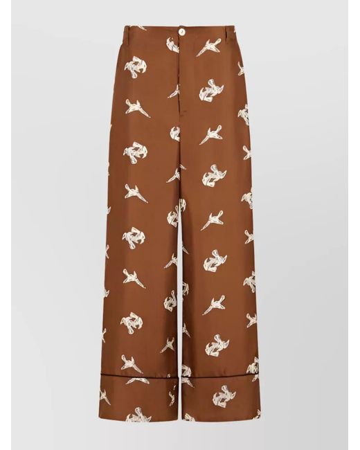 Marni Brown Silk Wide-Leg Trousers