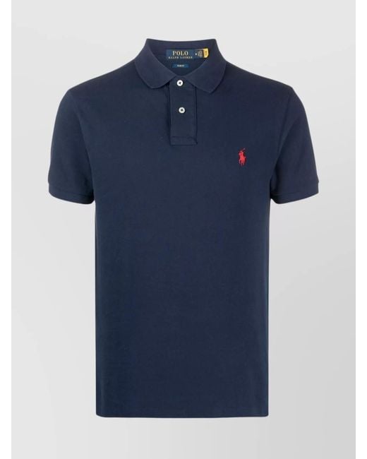 Ralph Lauren Blue Logo Polo Shirt With Collar for men