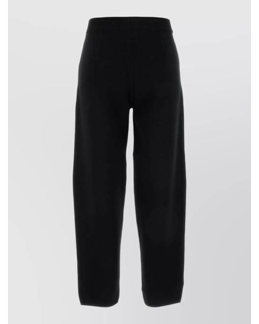 MM STUDIO Black Viscose Blend Dula Pants Elastic Waistband