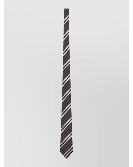 Saint Laurent White Silk Jacquard Striped Tie