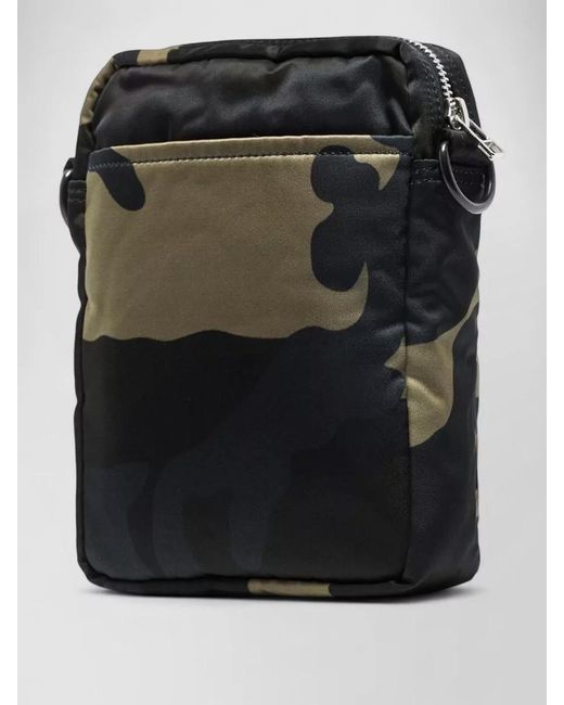 Porter-Yoshida and Co Black Camouflage Shoulder Bag Detachable Strap Pocket for men