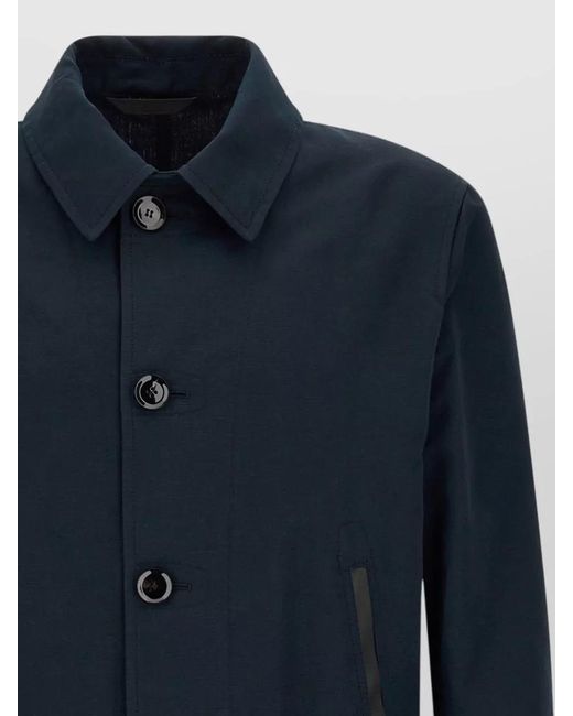 Brioni Blue Desert Collared Jacket Front Pockets for men