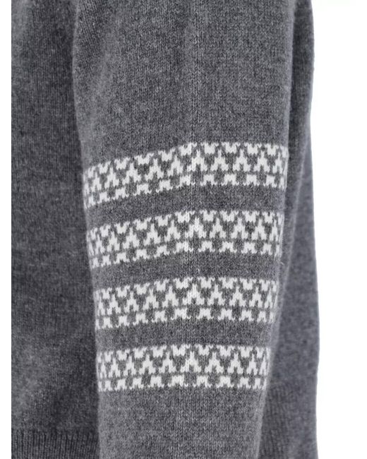 Thom Browne Gray Dog Motif Crew Neck Knit Sweater for men