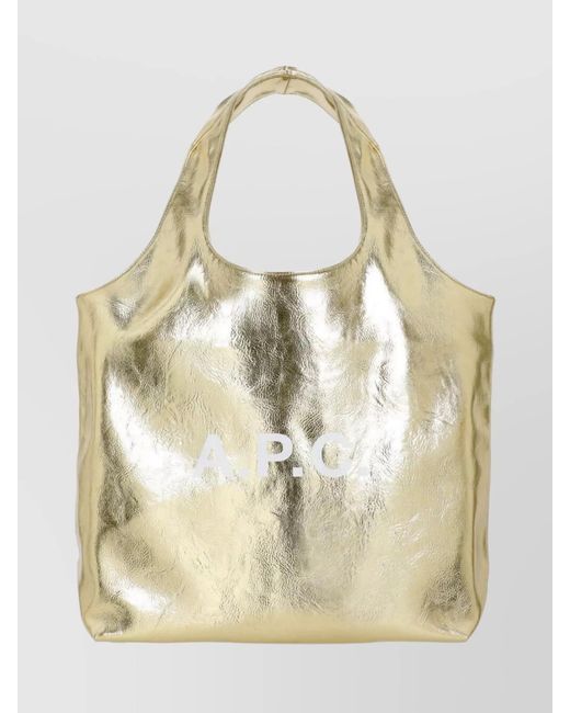 A.P.C. Natural Metallic Finish Tote Bag Logo