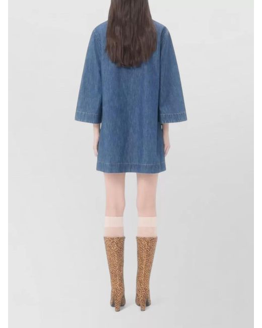 Valentino Garavani Blue Denim V-Neck Mini Dress