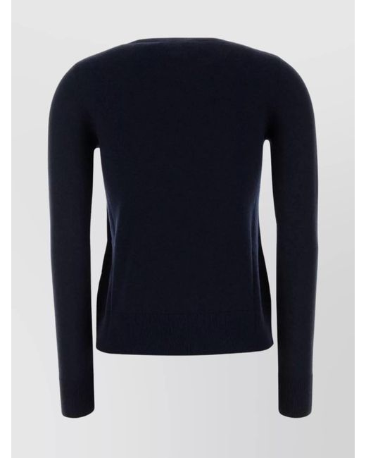 Max Mara Blue Wool V-Neck Long-Sleeve Sweater