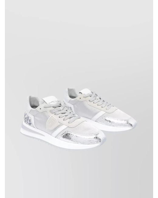 Philippe Model White Canvas Low-Top Sneakers