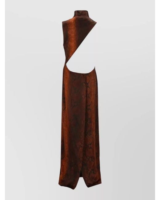 Jean Paul Gaultier Brown Python Print Maxi Dress